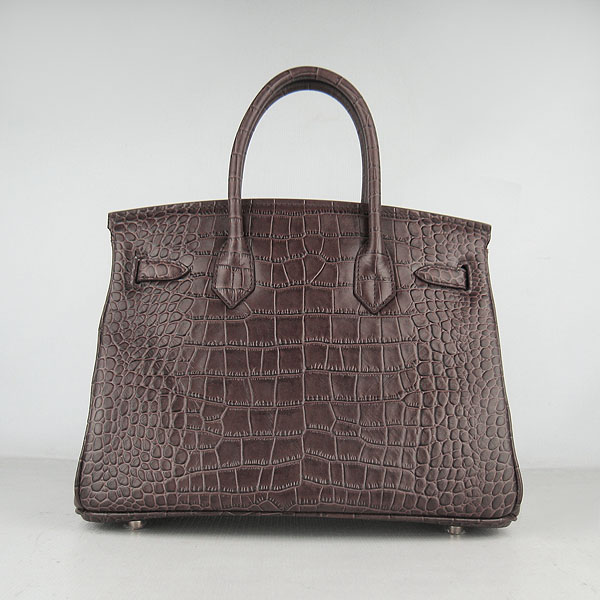 Replica Hermes Birkin 30cm Crocodile Veins Bag Dark Coffee 6088 On Sale - Click Image to Close